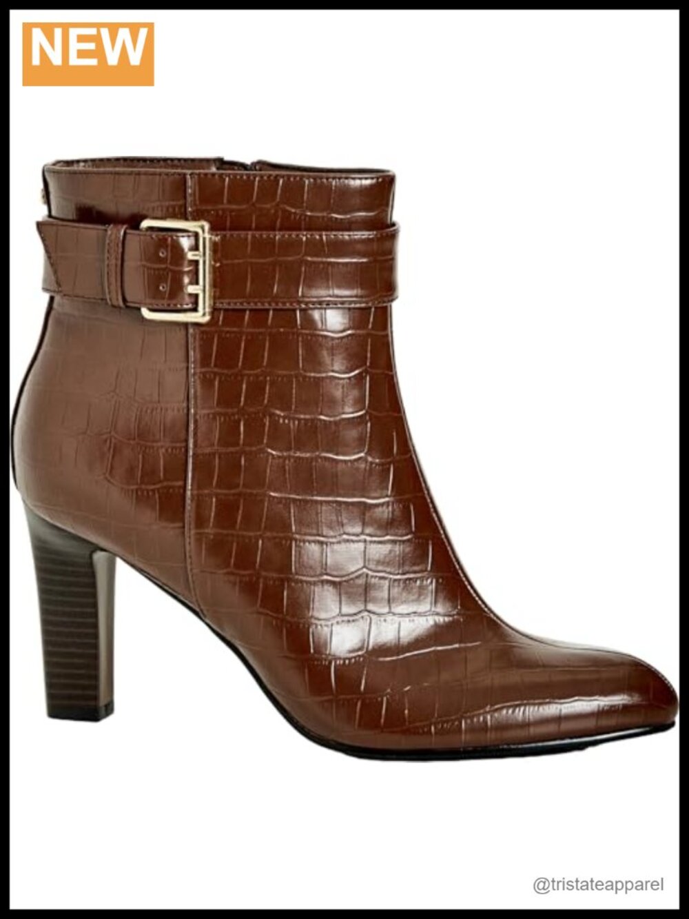 Wide Fit Faux Leather Ankle Boots with Gold Hardware Side Zip